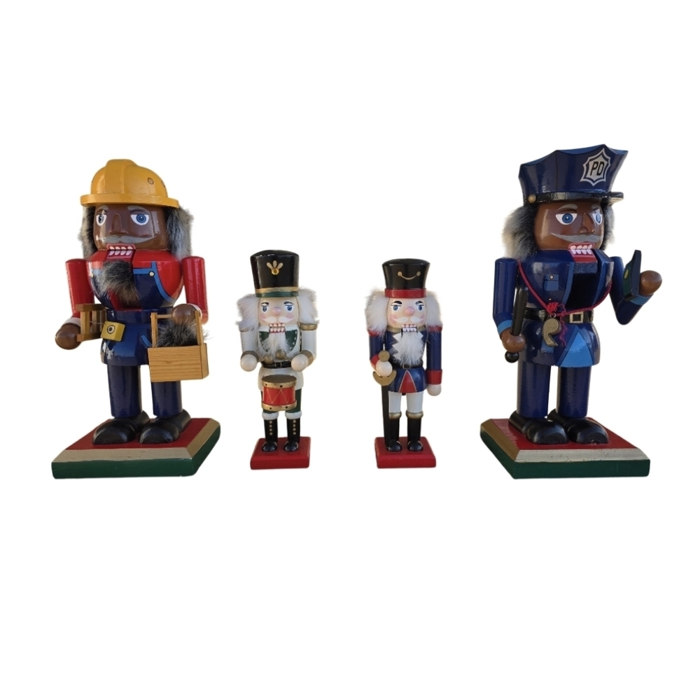 Nutcracker Solid Wooden Officer Construction Worker Drummer Traditional Holiday
